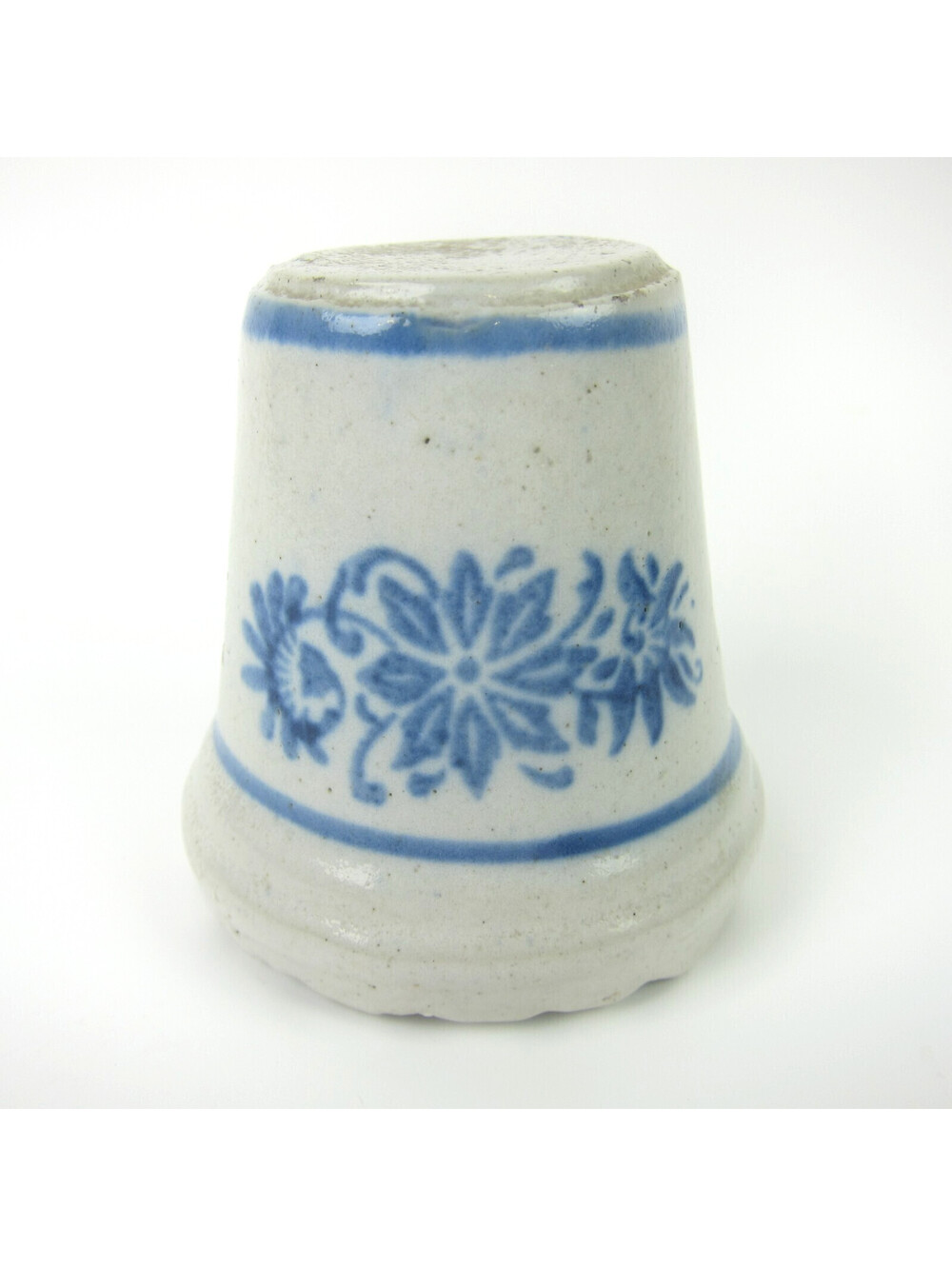 Antique Stoneware Meat Tenderizer Blue Wildflower Stencil Brush McCoy Ohio 1900s
